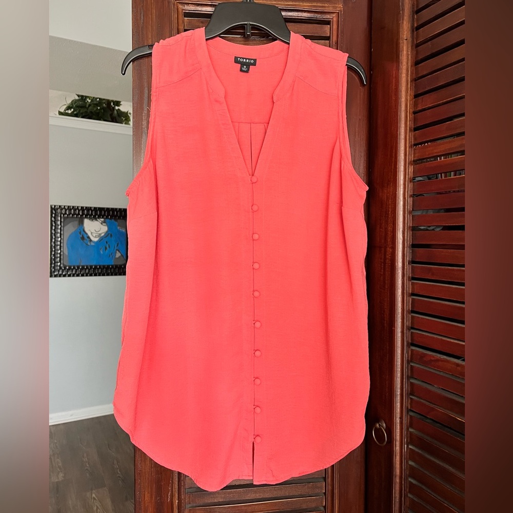 Apricot torrid longer length sleeveless blouse